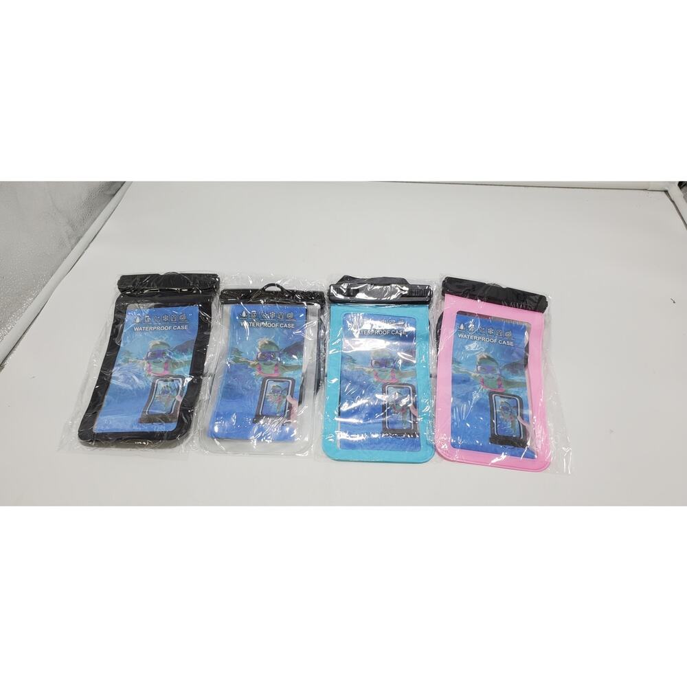 4 Pack Waterproof Floating Cell Phone Pouch/Dry Bag/Case/Cover W/Lanyard **NEW**